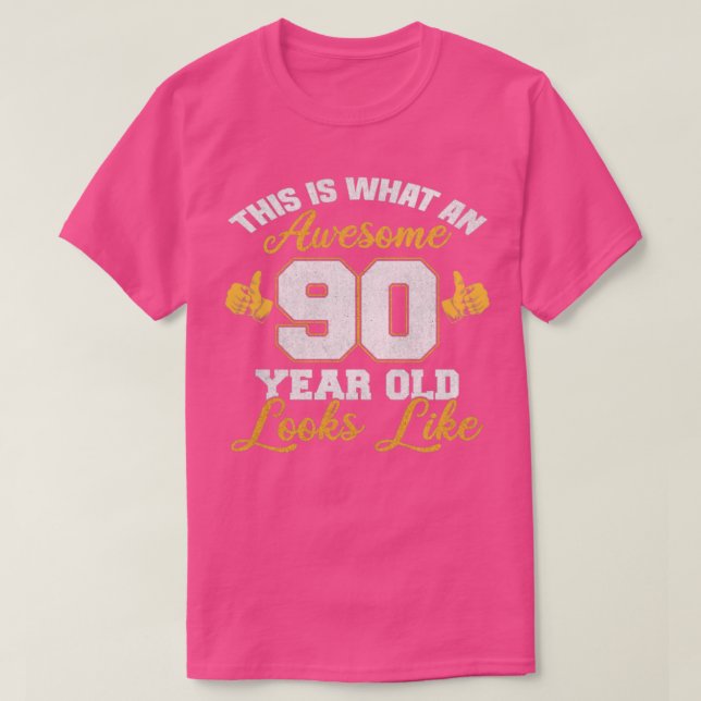 90Th Birthday Novelty Awesome 90 Year Old  T-Shirt (Design Front)