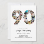 90th Birthday Number 90 Custom Photo Collage Invitation<br><div class="desc">Mark ninety years of wonderful memories and adventures with this captivating 90th Birthday Number Photo Collage. This customisable template is the perfect blend of creativity and sentiment, allowing you to create a truly memorable gift for your loved one's special day. Capture the essence of incredible years in a single masterpiece...</div>