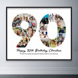90th Birthday Number 90 Photo Collage Anniversary Poster<br><div class="desc">Mark ninety years of wonderful memories and adventures with this captivating 90th Birthday Number Photo Collage. This customisable template is the perfect blend of creativity and sentiment, allowing you to create a truly memorable gift for your loved one's special day. Capture the essence of ten incredible years in a single...</div>
