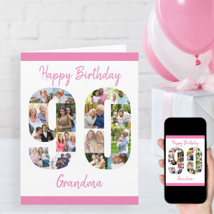 90th Birthday Number 90 Photo Collage Big Custom Card