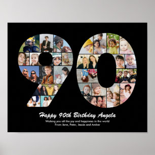 90th Birthday Number 90 Photo Collage Gift Poster