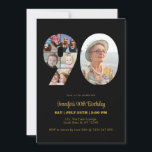 90th Birthday Number 90 Photo Collage Modern Black Invitation<br><div class="desc">Mark ninety years of wonderful memories and adventures with this captivating 90th Birthday Number Photo Collage. This customisable template is the perfect blend of creativity and sentiment, allowing you to create a truly memorable gift for your loved one's special day. Capture the essence of incredible years in a single masterpiece...</div>