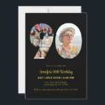 90th Birthday Number 90 Photo Collage Modern Black Invitation<br><div class="desc">Mark ninety years of wonderful memories and adventures with this captivating 90th Birthday Number Photo Collage. This customisable template is the perfect blend of creativity and sentiment, allowing you to create a truly memorable gift for your loved one's special day. Capture the essence of incredible years in a single masterpiece...</div>