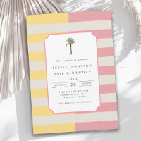 90th Birthday Palm Beach Pastel Stripe Tropical
