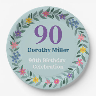 90th Birthday Paper Plates