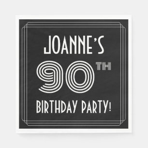 90th Birthday Party: Art Deco Style + Custom Name Napkin