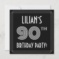90th Birthday Party: Art Deco Style w/ Custom Name