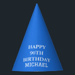 90th Birthday Party Celebration Blue Adult Hat<br><div class="desc">Blue and white celebration,  90th Birthday party hats.</div>