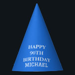 90th Birthday Party Celebration Blue Adult Party Hat<br><div class="desc">Blue and white celebration,  90th Birthday party hats.</div>