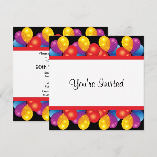 90th Birthday Party Celebration | DIY Text Invitation (Front/Back)
