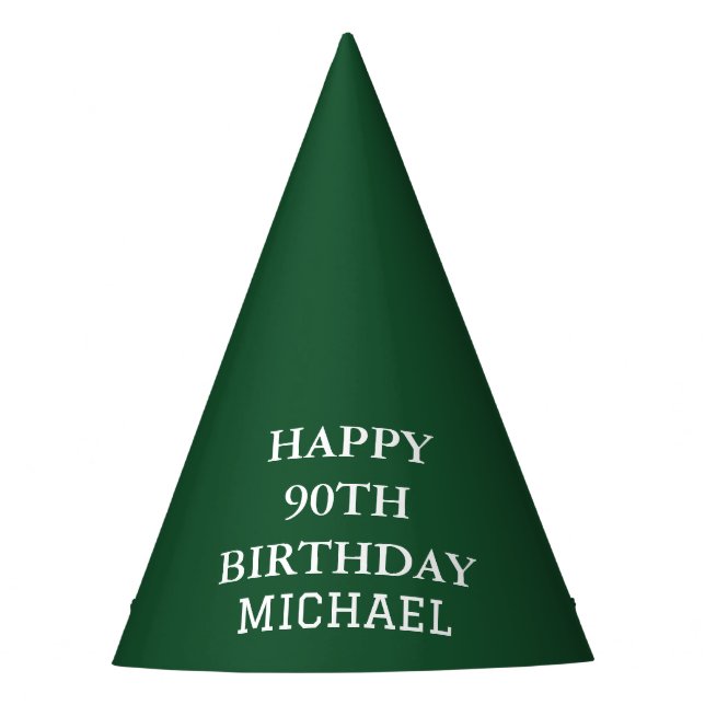 90th Birthday Party Celebration Green Adult Party Hat (Front)