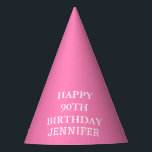 90th Birthday Party Celebration Pink Adult Hat<br><div class="desc">Pink and white,  modern,  celebration,  90th Birthday party hats.</div>