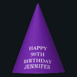 90th Birthday Party Celebration Purple Adult Party Hat<br><div class="desc">Purple and white,  modern,  celebration,  90th Birthday party hats.</div>