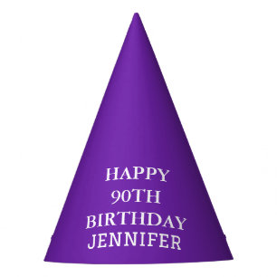 90th Birthday Party Celebration Purple Adult Party Hat