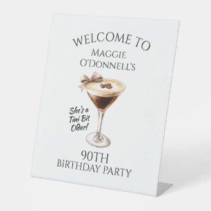 90th Birthday Party Espresso Martini Welcome Pedestal Sign