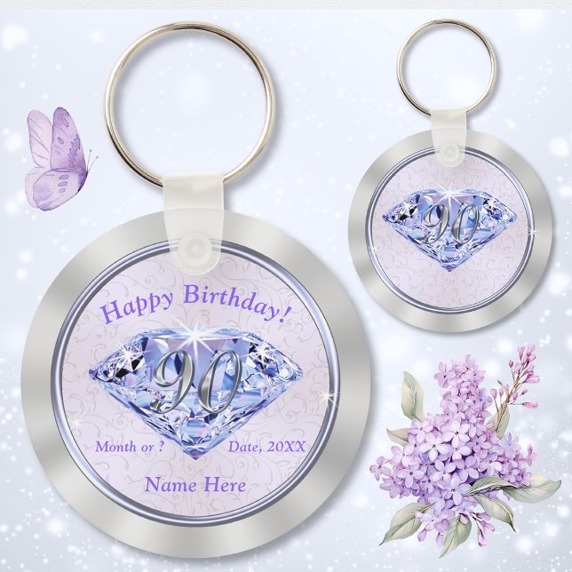 90th Birthday Party Favors PERSONALIZED for Her Key Ring (90th birthday party favors. 90th birthday ideas for her. 90th birthday souvenirs. 90th birthday.)
