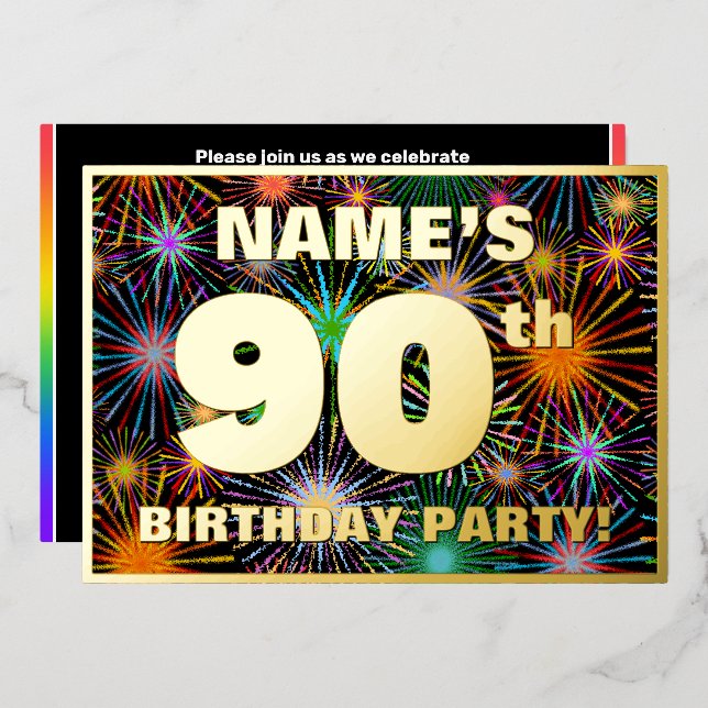 90th Birthday Party — Fun, Colourful Fireworks Loo (Front/Back)