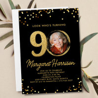 90th Birthday Party Gold Glitter Confetti Photo