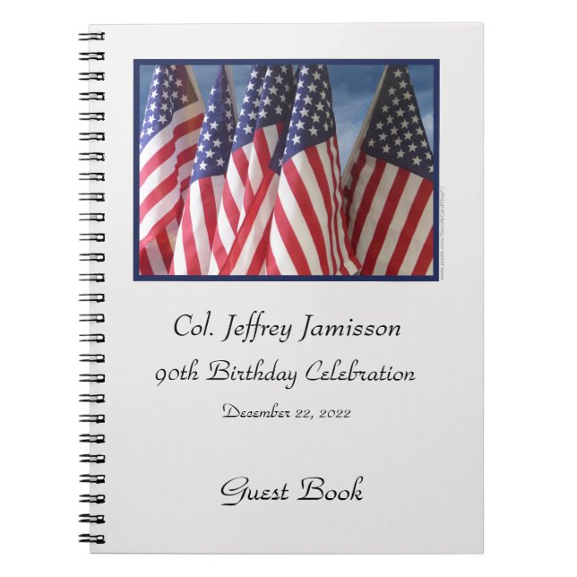 90th Birthday Party Guest Book, Flags Notebook (Front)