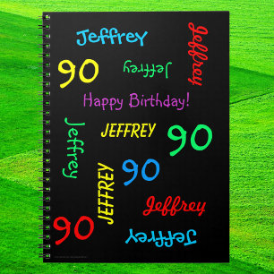 90th Birthday Party Guest Book, Repeat Name Black Spiral Notebook