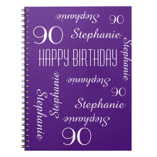 90th Birthday Party Guest Book, Repeating Names Notebook (Front)