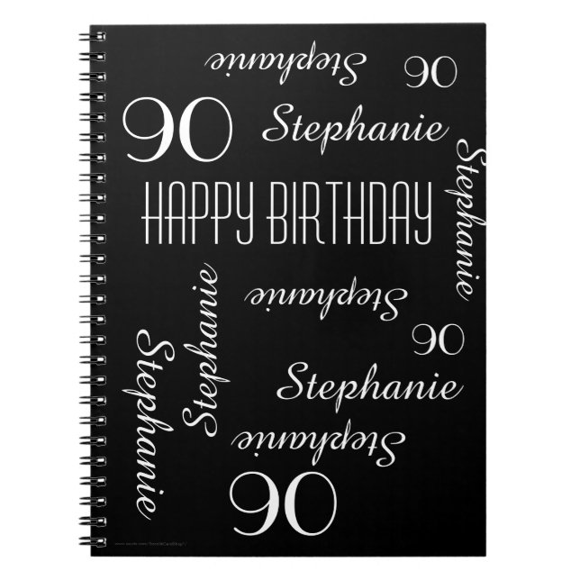 90th Birthday Party Guest Book, Repeating Names Spiral Notebook (Front)