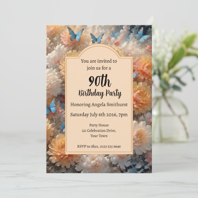 90th Birthday Party Invitation (Standing Front)