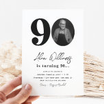90th Birthday Party Invitation | 90th Birthday<br><div class="desc">Minimalist 90th Photo Birthday Invitation.
Ready to be personalised by you!</div>