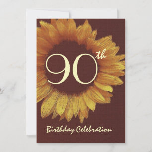 90th Birthday Party Invitation Gold Sunflower
