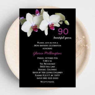 90th Birthday Party Invitation Orchids
