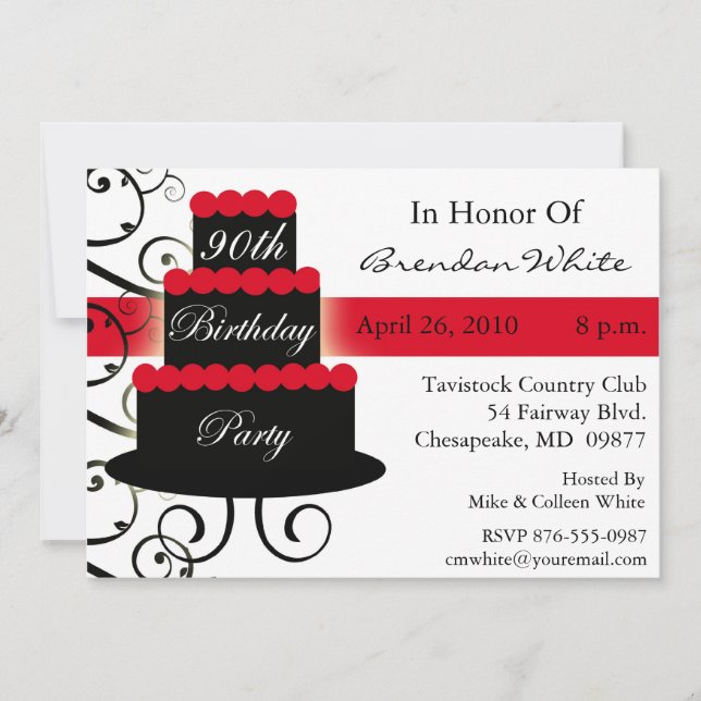 90th Birthday Party Invitations (Front)