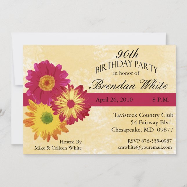 90th Birthday Party Invitations (Front)