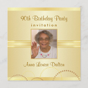 90th Birthday Party Invitations - Photo Optional