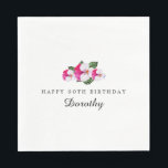 90th Birthday Party Magenta Pink White Custom Napkin<br><div class="desc">Pretty magenta pink and white pansies create a joyful colour palette for this special birthday party. Two lines of text let you personalise your party supplies.</div>