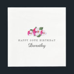90th Birthday Party Magenta Pink White Custom Napkin<br><div class="desc">Pretty magenta pink and white pansies create a joyful colour palette for this special birthday party. Two lines of text let you personalise your party supplies.</div>