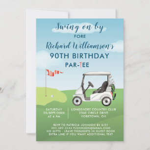 90th Birthday Party Men's Golf Theme Party Invitation