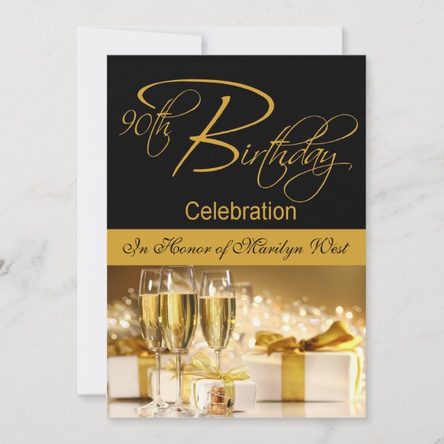 90th Birthday Party Personalised Invitation (Front)