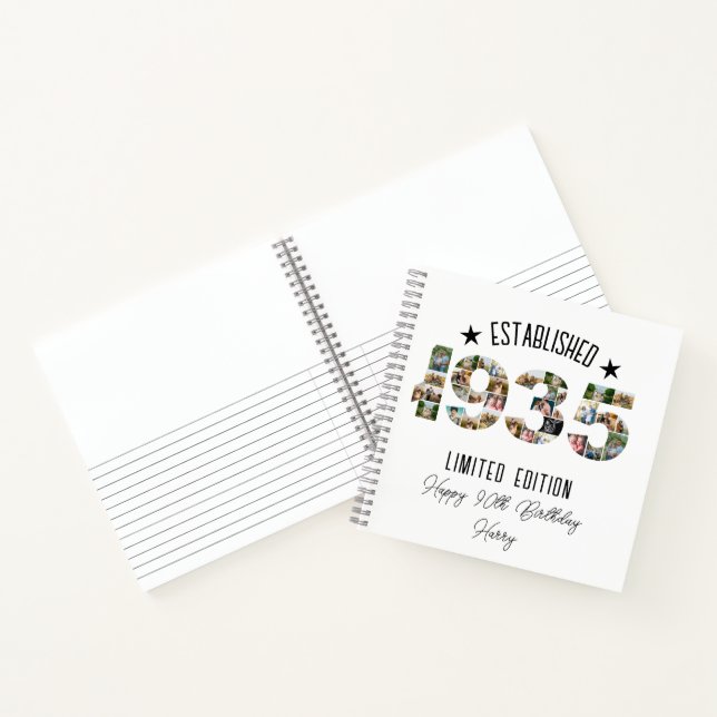 90th Birthday party Photo Collage Established 1935 Notebook (Inside)