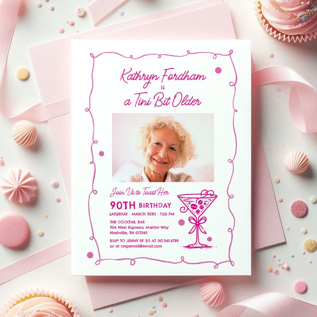 90th Birthday Party Photo  Espresso Martini Invita Invitation (Creator Uploaded)