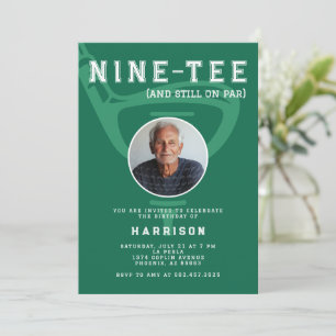 90th Birthday Party Photo Modern Golf Green Invitation