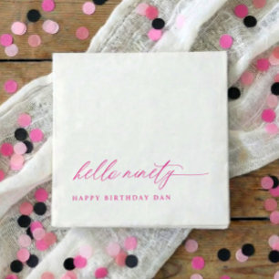 90th Birthday Party Pink Hello 90 Modern Elegant Napkin