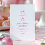 90th Birthday Party Pink Whimsical Dainty Doodle<br><div class="desc">Whimsical,  hand-drawn doodle 90th birthday party invitation. A dainty bow,  glass of wine and botanical sprig accent the simple text. Modern and minimal,  this pink invitation is very on trend for Spring and Summer 2025.</div>