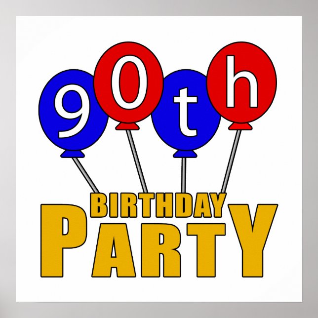 90th Birthday Party Presents Poster (Front)