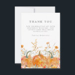 90th Birthday Party Pumpkin Wildflower Custom Thank You Card<br><div class="desc">Fall pumpkins are nestled in delicate golden yellow and orange wildflowers to create an elegant aesthetic. All of the text is editable so you can easily craft your own special mood.</div>