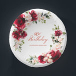 90th Birthday Party Red Pink Floral Custom Paper Plate<br><div class="desc">Pretty red roses and blush pink peonies decorate this 90th birthday party custom paper bowl. Two lovely floral arrangements decorate the sides. Elegant calligraphy spells out 90th birthday, The birthday celebrant's name is below. This item is part of the Red Rose and Pink Peony collection. It contains professional designed invitation...</div>