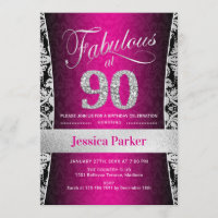 90th Birthday Party - Silver Black Pink