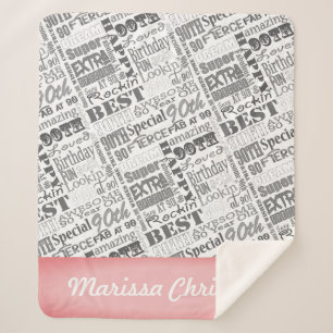 90th Birthday Party Special Personalised Monogram Sherpa Blanket