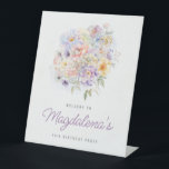 90th Birthday Party Spring Flower Bouquet Welcome Pedestal Sign<br><div class="desc">Elegant spring watercolor flowers create a beautiful and feminine bouquet that is accented with chic line art. A trendy font combination gives it a modern aesthetic. All of the text is editable.</div>