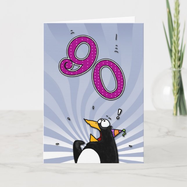 90th Birthday - Penguin Surprise Card (Front)