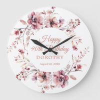 90th Birthday Personalised Burgundy Pink Floral